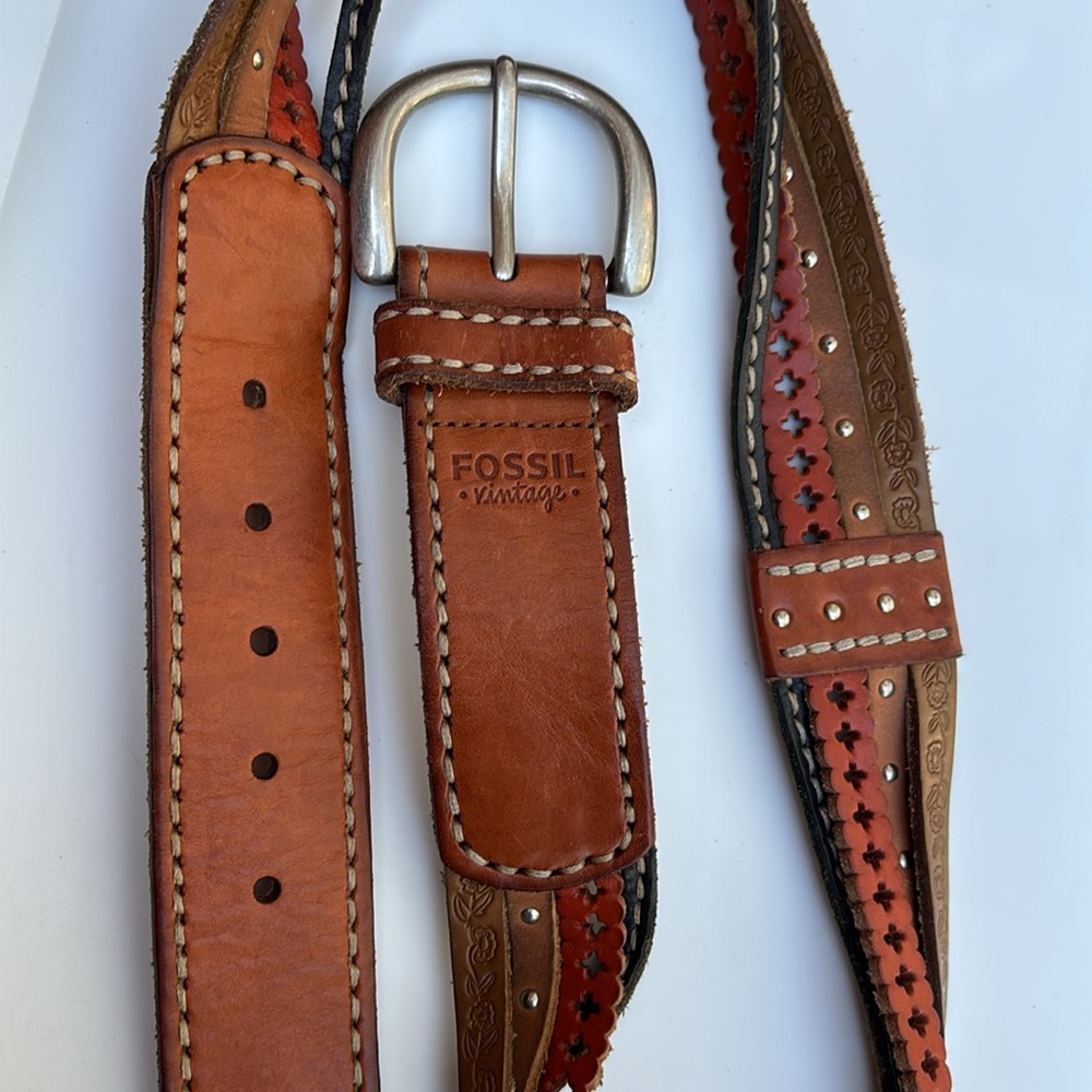 Fossil Vintage Genuine Leather Belt, Size M - Picture 5 of 12